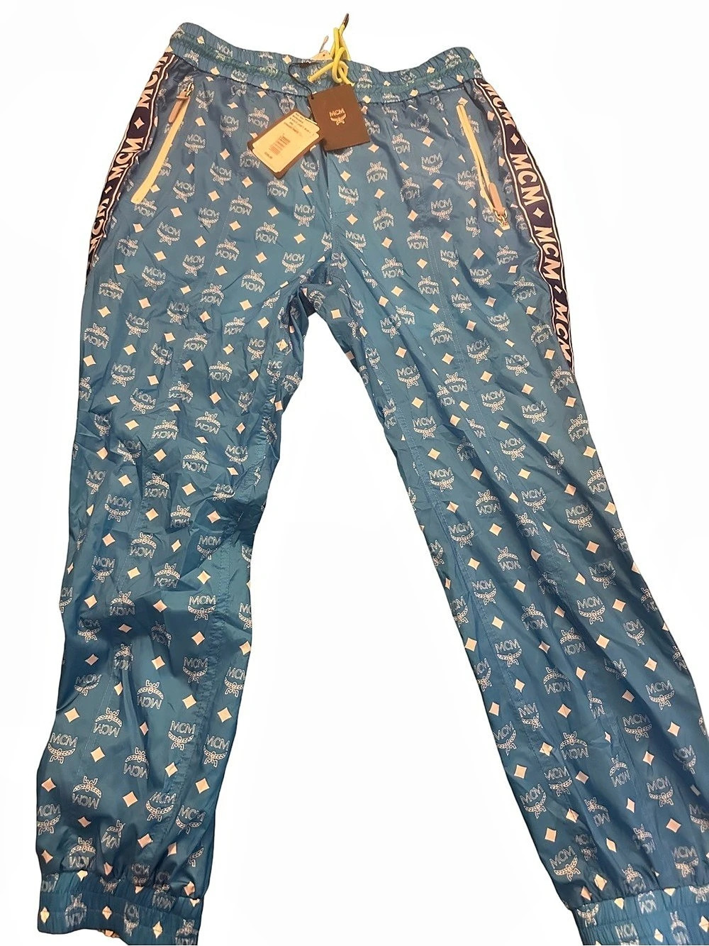 MCM Printed Track Pants in Blue & Pink NWT